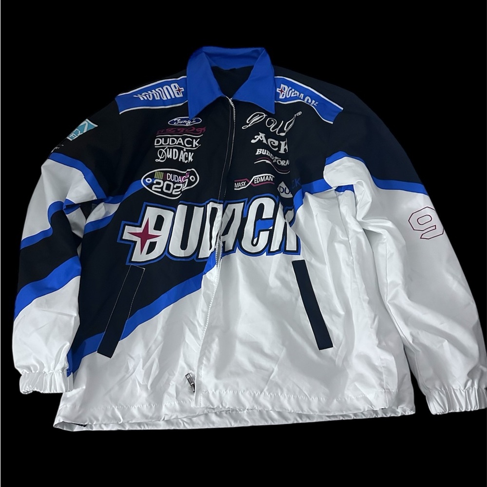 Men's Black and Blue Racing Jacket